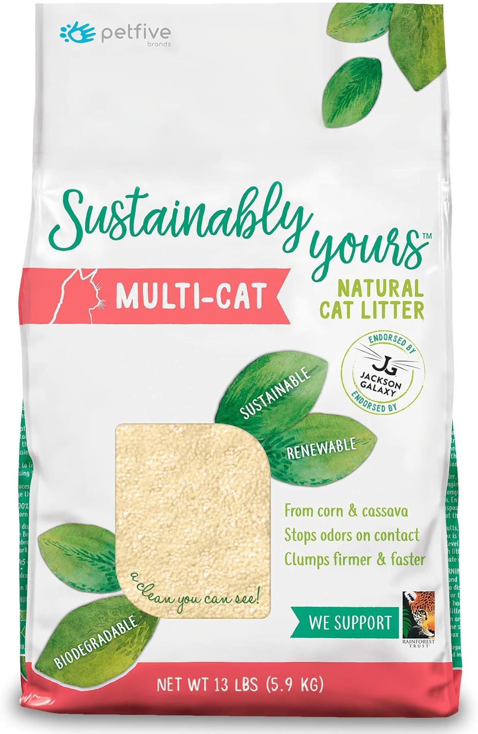 Petfive Sustainably Yours Natural Sustainable MultiCat Litter, 13 lbs