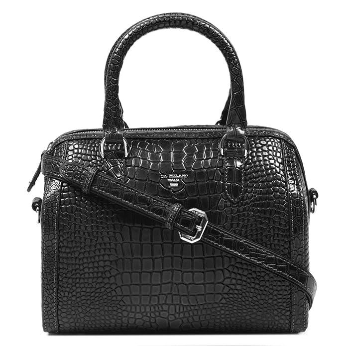 Buy Da Milano Women's Leather Black Textured Handheld Bag at Amazon.in