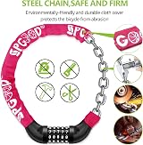 SPGOOD Bike Lock 830mm 5-Digit Resettable Code 14 Colors Pink 7mm Chain view 5