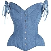 Daisy corsets womens Daisy Corsets Top Drawer Blue Denim Steel Boned Corset W/Straps