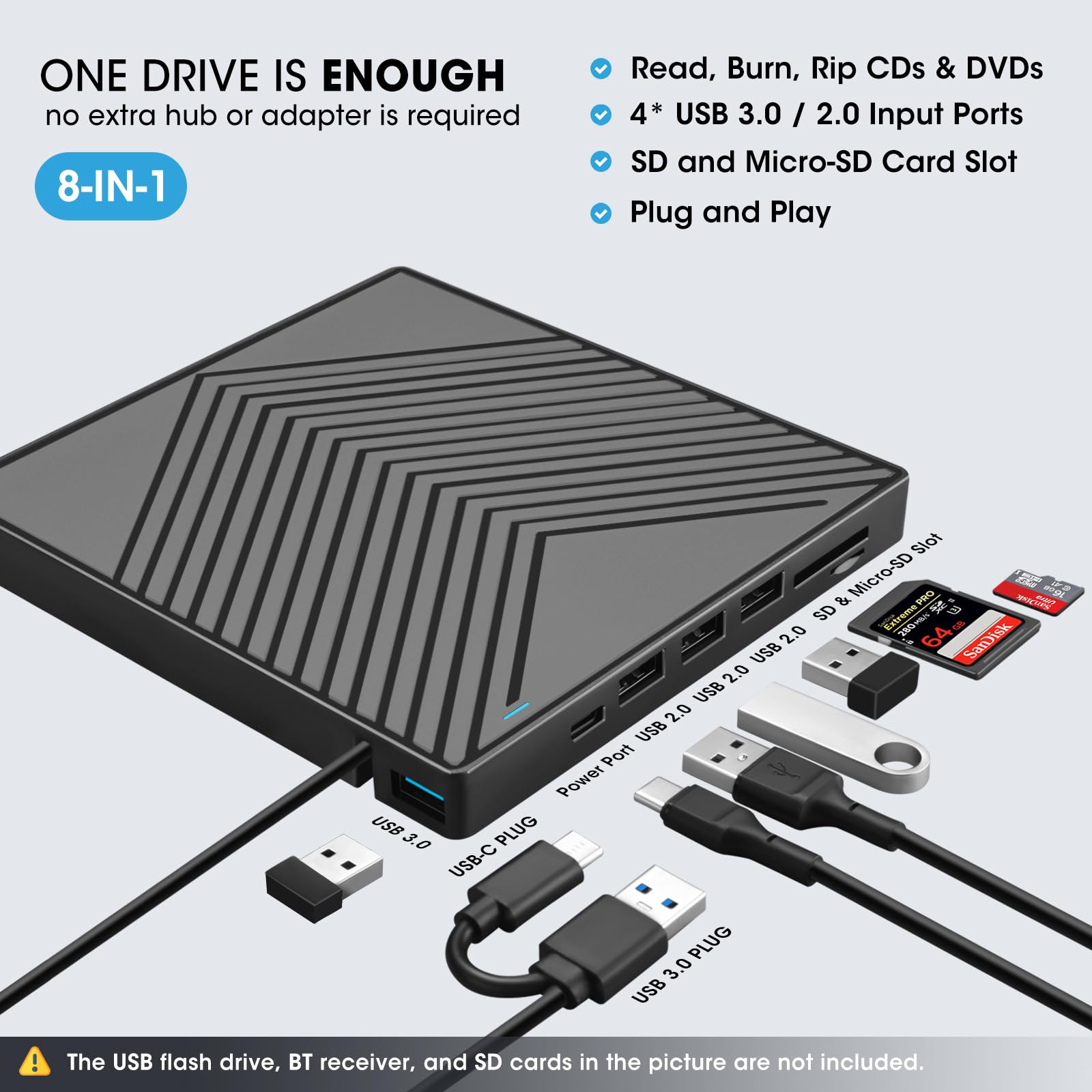Mua ROOFULL External CD DVD Drive, USB 3.0 & USB-C CD/DVD Burner Player ...