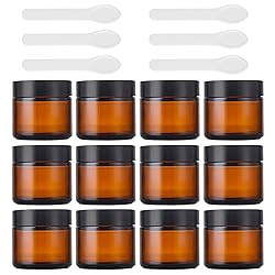 Lil Ray 2 Oz Glass Cream Jars with Black Lid, Empty