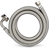 1-PACK Niikappu 10 FT Stainless Steel Dishwasher Hose with 90 Degree FGH Elbow, 3/8" Comp x 3/4” FHT Water Supply Line