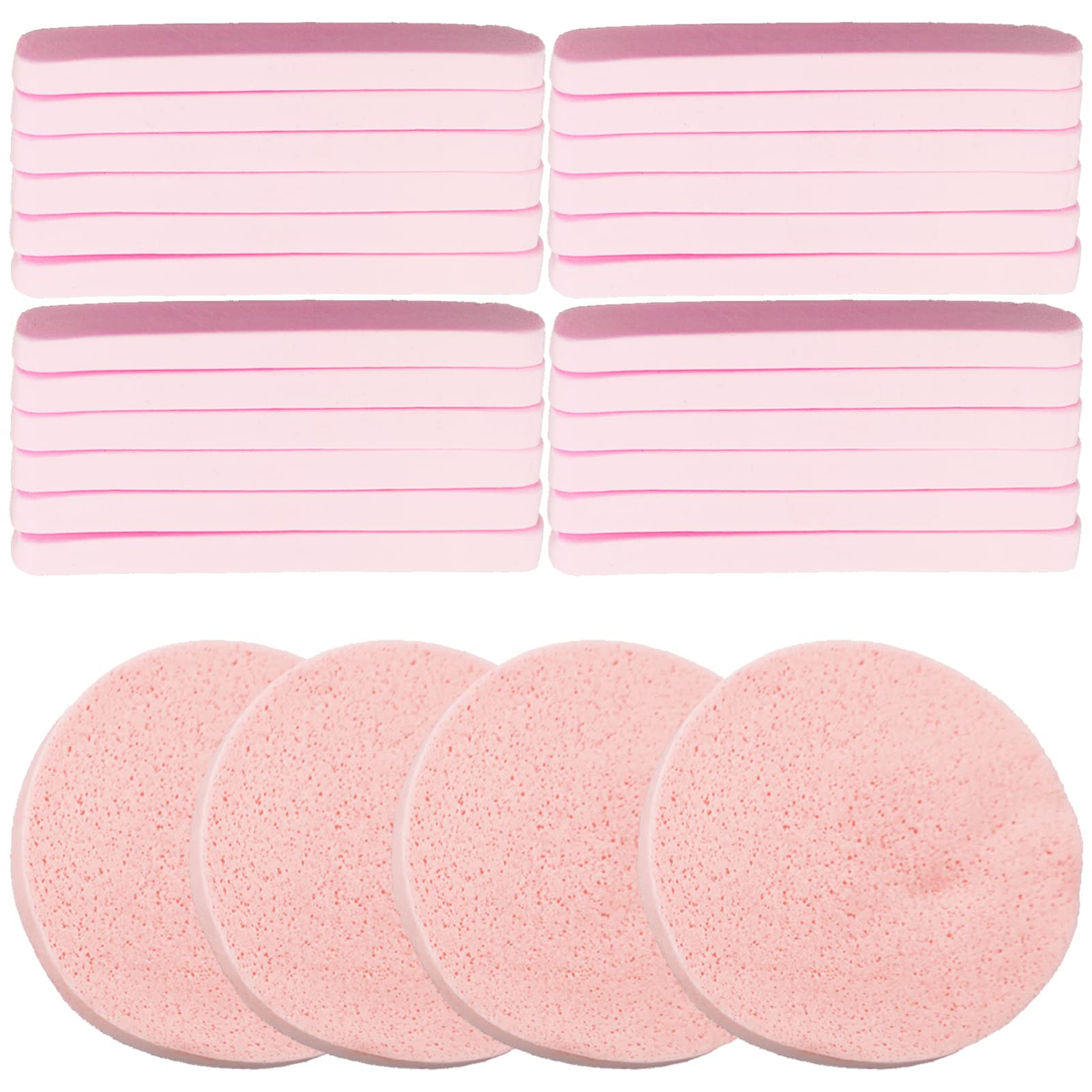 48 Pcs Facial Sponges, Compressed Face Cleansing Sponge Cellulose Face Sponge for Men Women Massage Makeup Removal (Pink)
