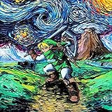 Legend of Zelda - Link - Video Game Art - PRINT - Nintendo - van Gogh Never Saw Hyrule - Art by Aja 8x8, 10x10, 12x12, 20x20, 24x24 inches