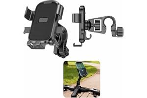BTOLIN Universal Motorcycle Bike Phone Mount with 360° Rotation, Anti-Shake Silicone Grip, Universal Handlebar Mount 20-32mm, Phone Holder with Storage Hook