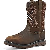 NINGO Mens Steel Toe Work Boots, Waterproof Square Toe Cowboy Boots for Men, Mens Slip on Safety Boots with Full-grain Leather, Oil Slip Resistant, EH Protection for Construction, Farming