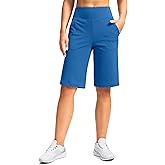 G Gradual Women's Bermuda Shorts 12" Knee Length with Pockets High Waisted Stretch Long Shorts for Women Casual Walking