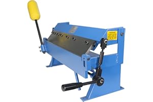 Erie Tools Heavy-Duty 24" Pan and Box Brake w Adjustable Fingers 16-Gauge Steel/Aluminum Capacity 0–135° Bend Range Bench Mount Sheet Metal Brake for Fabrication and Bending