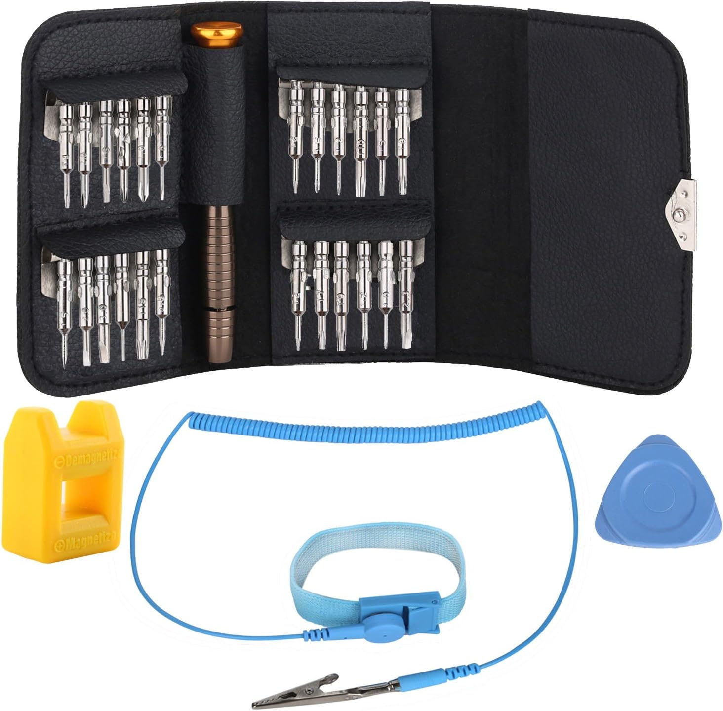Cymuros 28 In 1 Precision Screwdrivers Set๏ผ Repair Opening Tool Kit - Torx Phillips Screwdriver BONUS FREE Anti-Static Wristband+Plus/degaussing Magentic , Repair Openning Tools kits for iPhone Laptop Smartphone MacBook most digital products ๏ผ28in1๏ผ