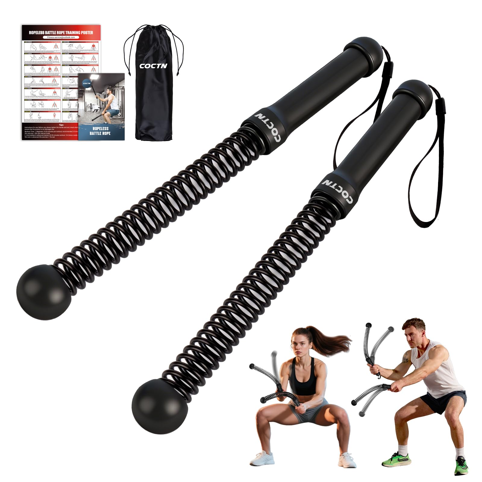 Photo 1 of Weighted Ropeless Battle Ropes, Heavy Duty Portable Cordless Battle Ropes for Home Gym with Poster, Workout Exercise Rope for Strength Building, HIIT and Low-Impact Aerobic Training for Men & Women