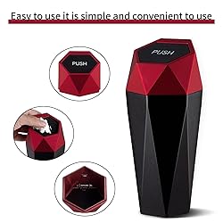 JUSTTOP Car Trash Can with Lid, Mini Diamond Design