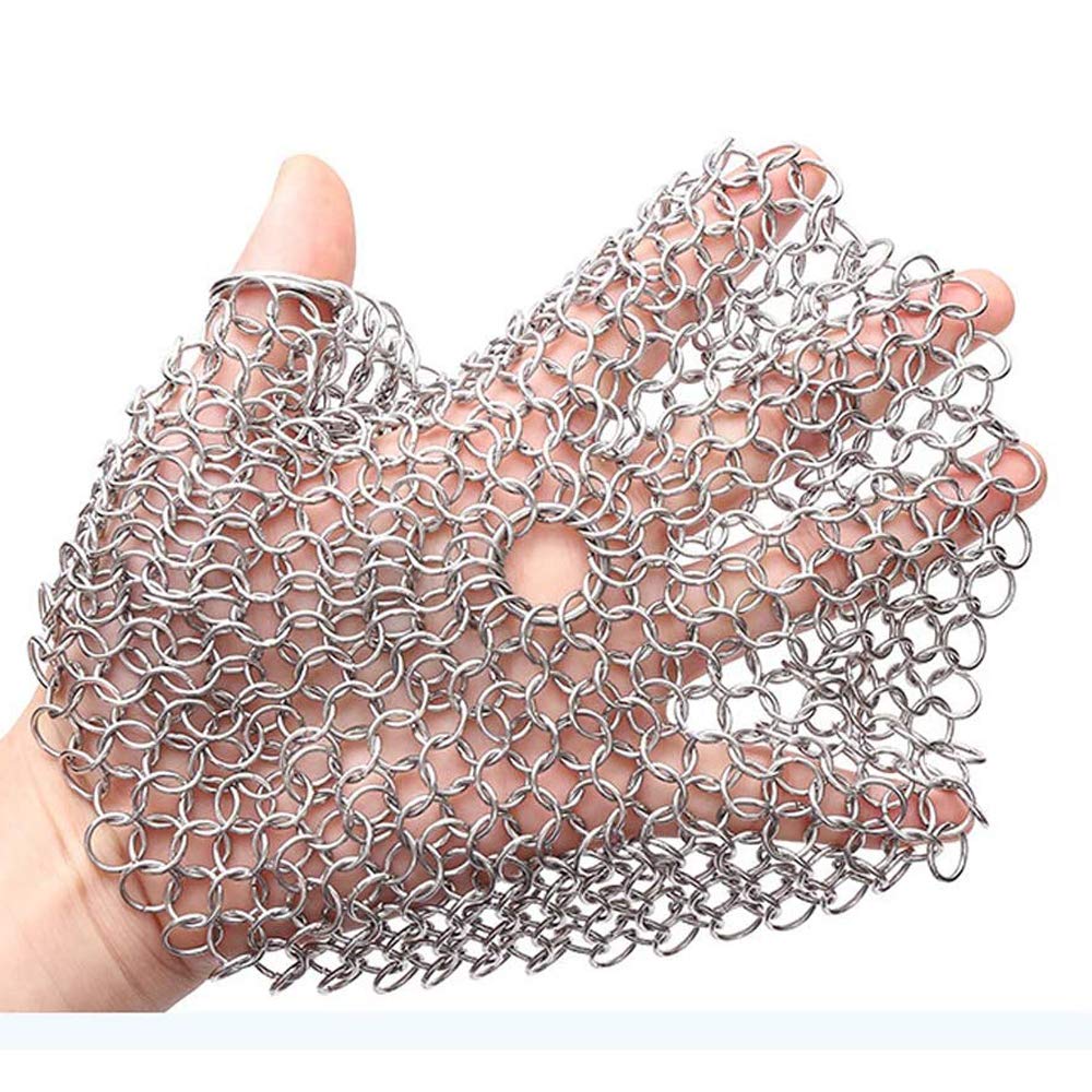 VOANZO Kitchen Pot Net Brush, 8x8 Inches Wash Pot Net Cleaning Net, Stainless Steel Pot Scrubber Griddle Brush