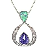 Jewelry Trends Created Blue Opal CZ Teardrop Sterling Silver Pendant Necklace 18"
