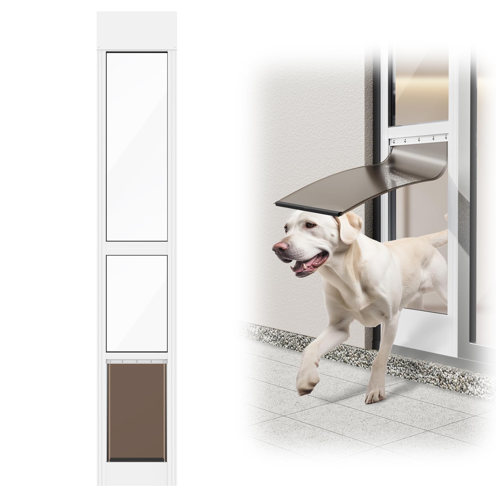 Photo 1 of NIAOMAOGOU Dog Door for Sliding Glass Door, Adjustable Height 75 3/5" to 80", Width 13 3/5", Aluminum Frame Sliding Door Dog Door Insert, No-Cut and Easy to Install Doggy Door(Large,White)