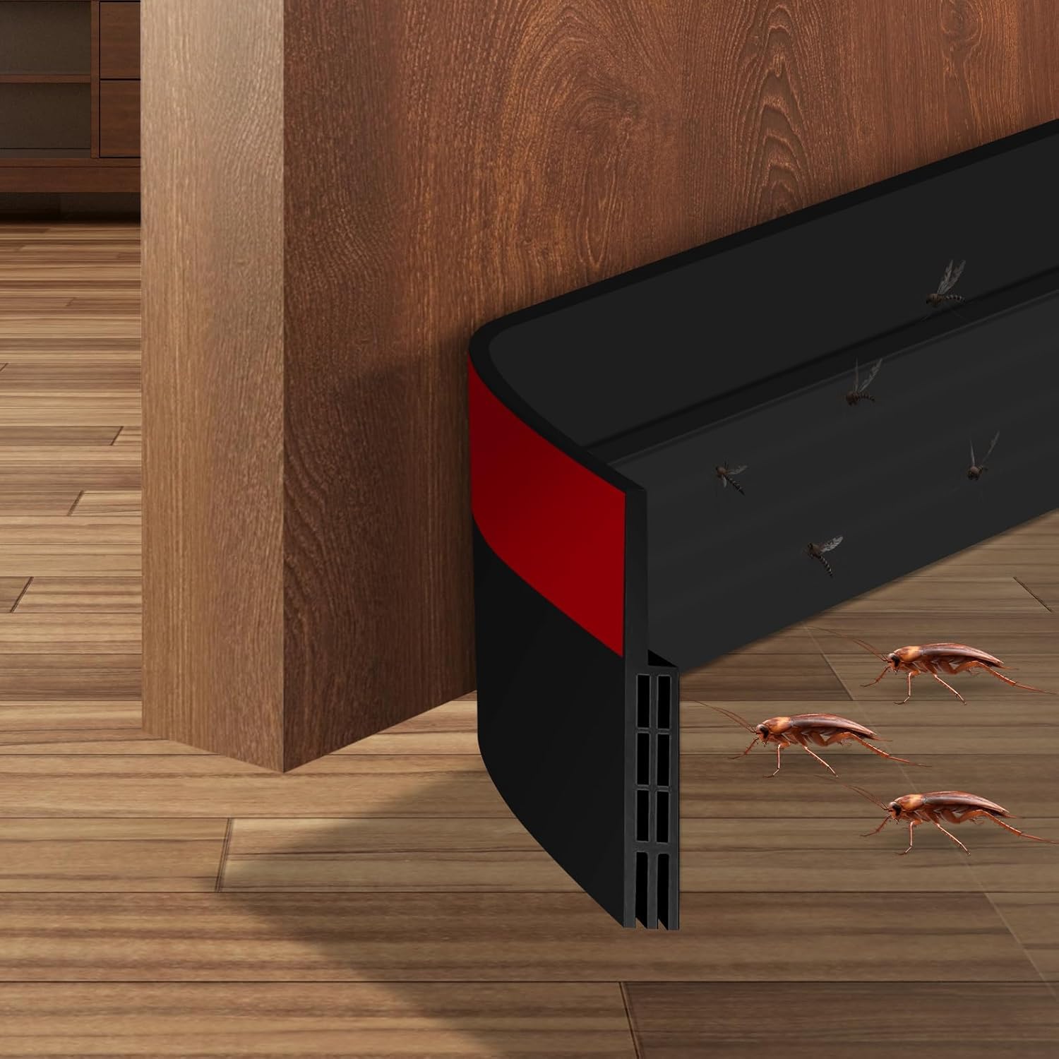 Draft Excluder, Draught Excluder for Doors, Strip Seal for Energy Saving, Quick and Easy Installation - Draught Excluder for Bottom of Door, Ideal for Keeping Out Cold 2" W x 39" L Black