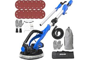AOTE-PITT Drywall Sander, 820W Electric Drywall Sander with Vacuum Dust Collection, 7 Variable Speed 1800RPM Wall Sander Popcorn Ceiling Removal Tool with 9'' Sanding Discs for Wall, Floor, Ceiling