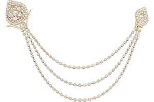 I Jewels Mens 18K Eye Catching Stone Studded Indian Wedding Bollywood Three Chain Pin Brooch Sherwani Suit Blazer Kurta Brooc