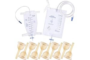 YOOGUSTO 10Pcs Latex Catheter Set with 1 * Urinary Drainage Bag 2000ml & 1 * Leg Bag 750ml Day and Night Use, External Self Sealing Adhesive Strip Leak-Proof for Male (40mm)