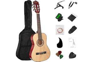 BESYOU 30" Wood Acoustic Guitar with Case,guitar book and Accessories for Kids/Girls/Boys/Beginners (Natural)