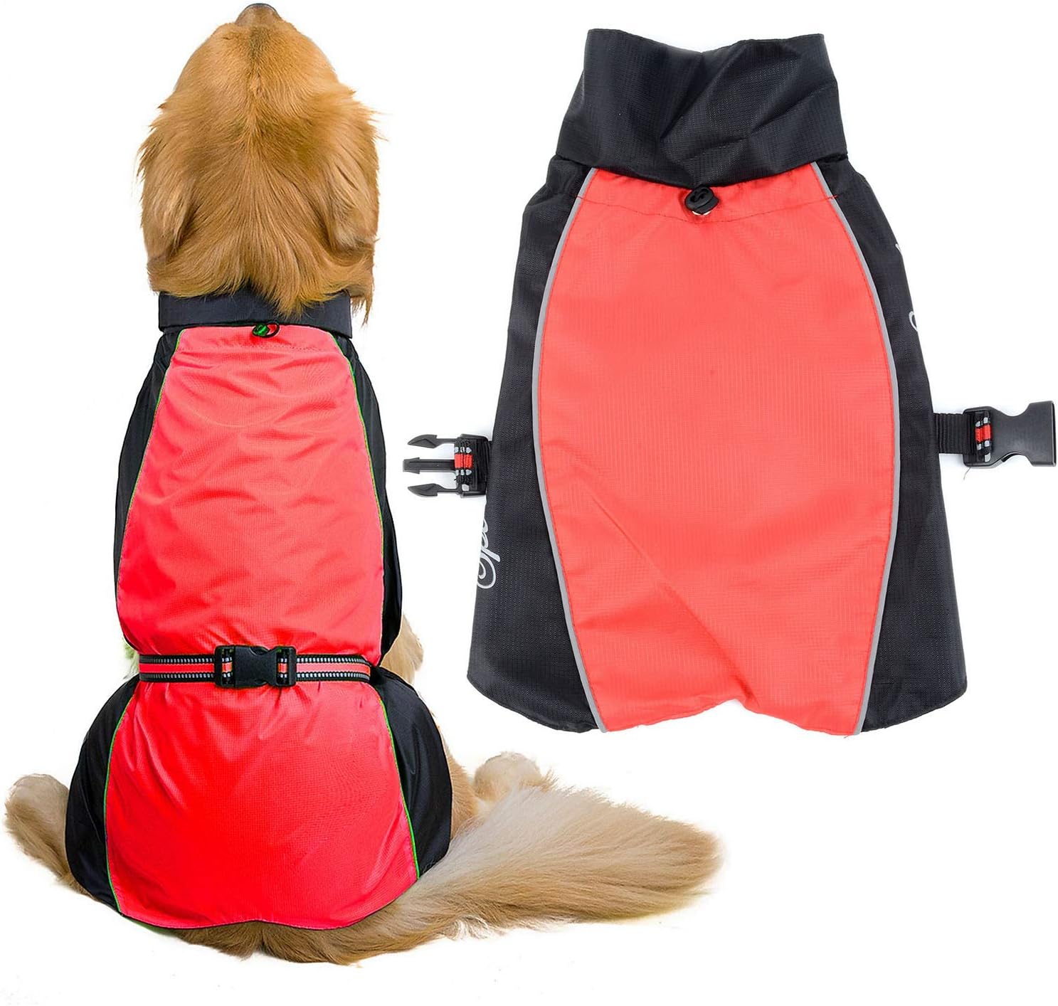 Zunea Waterproof Dog Raincoats for Medium Large Dogs Lightweight Reflective Jacket Safty Coat Windproof Mesh Lined Vest Clothes Outdoor Hunting Hiking Apparel for Wet Days Red 3XL - Image 3