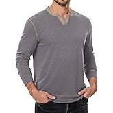 Dokotoo Men Mens Henley Long Sleeve Shirts Fall Lightweight Sweatshirts Casual V Neck Slim Fit Pullover T-Shirt