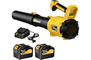 Sihuird Leaf Blower Cordless,2 x 21V 6.0Ah Battery and Charger, with 680CFM 190MPH Electric Cordless Leaf Blower, 3-Variable Speed & Turbo Mode, Blowers for Lawn Care (5002 E) (Yellow)