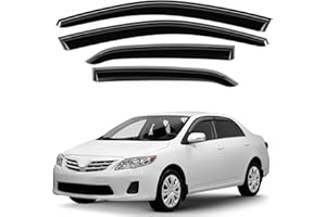 GrandWheel Co Smoke Tinted Tape-On Side Window Vent Visor Deflectors Rain Guards Compatible with Toyota Corolla 2009-2013 - 4