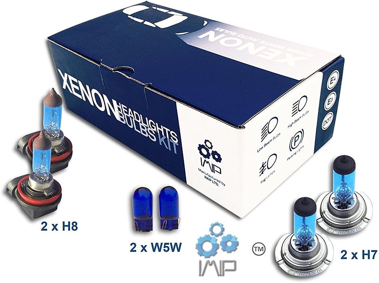 Genius Autoparts Bright Xenon Headlight Bulbs | Easy DIY Headlight Replacement Bulbs Kit, Pairs H8 H8 H7 H7 | High and Low Beam Headlights | Fog Lights,(Pack of 4)