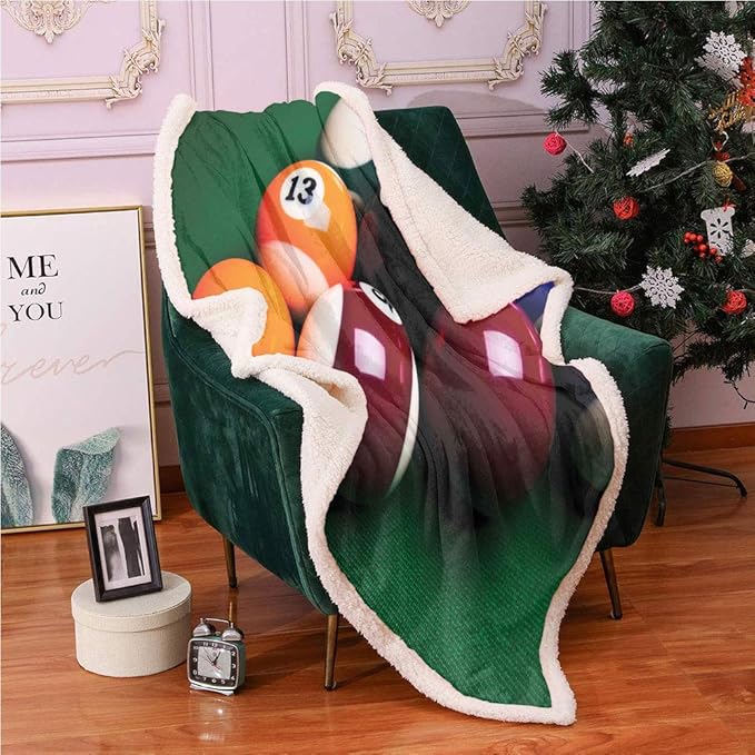 SeptSonne Billiard Plush Blanket,Photo of Colorful Balls