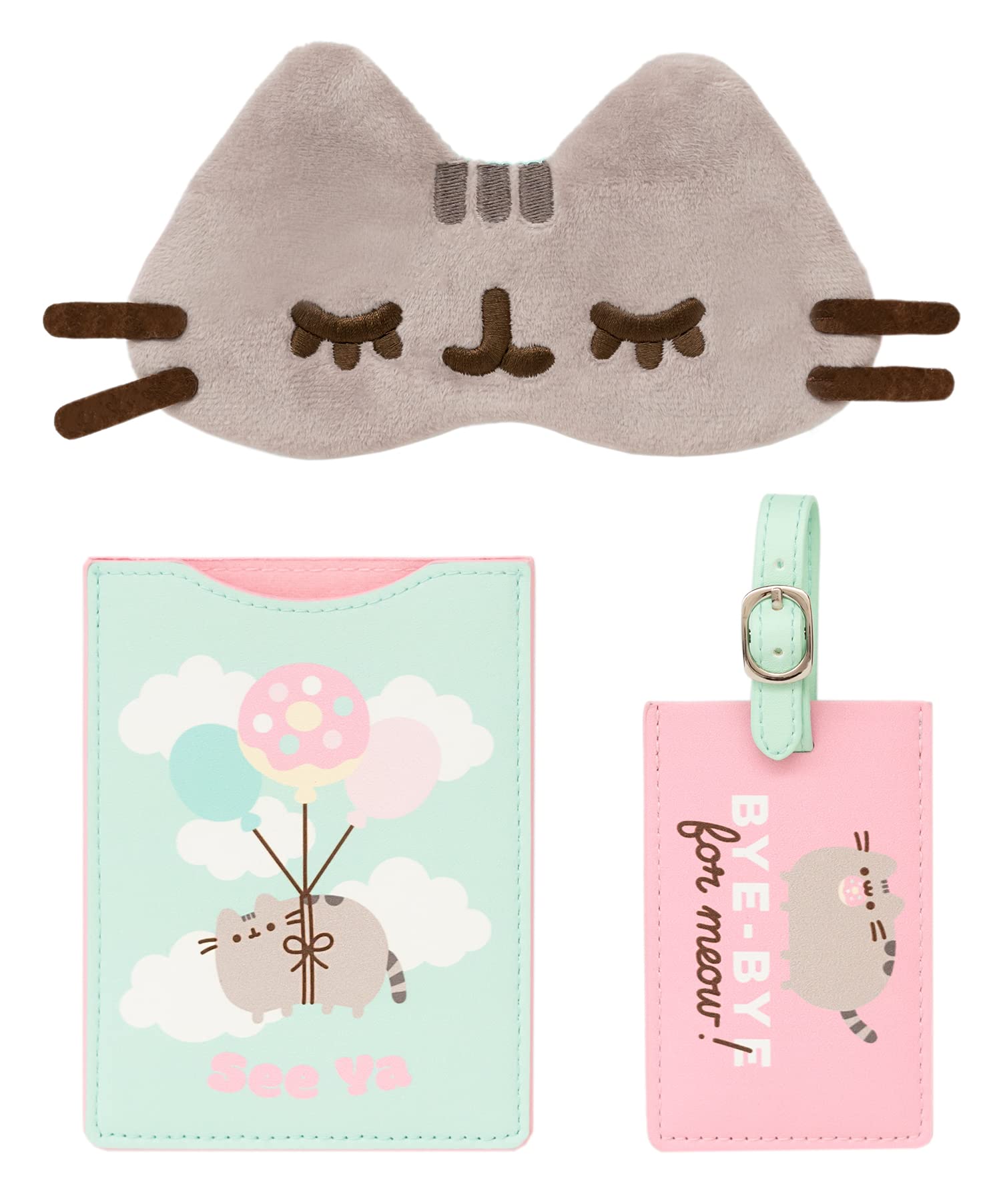 Grupo Erik Pusheen Travel Set | Passport Holder, Luggage Tag and Sleep Mask | Pusheen Merchandise | Cute Cat Gifts
