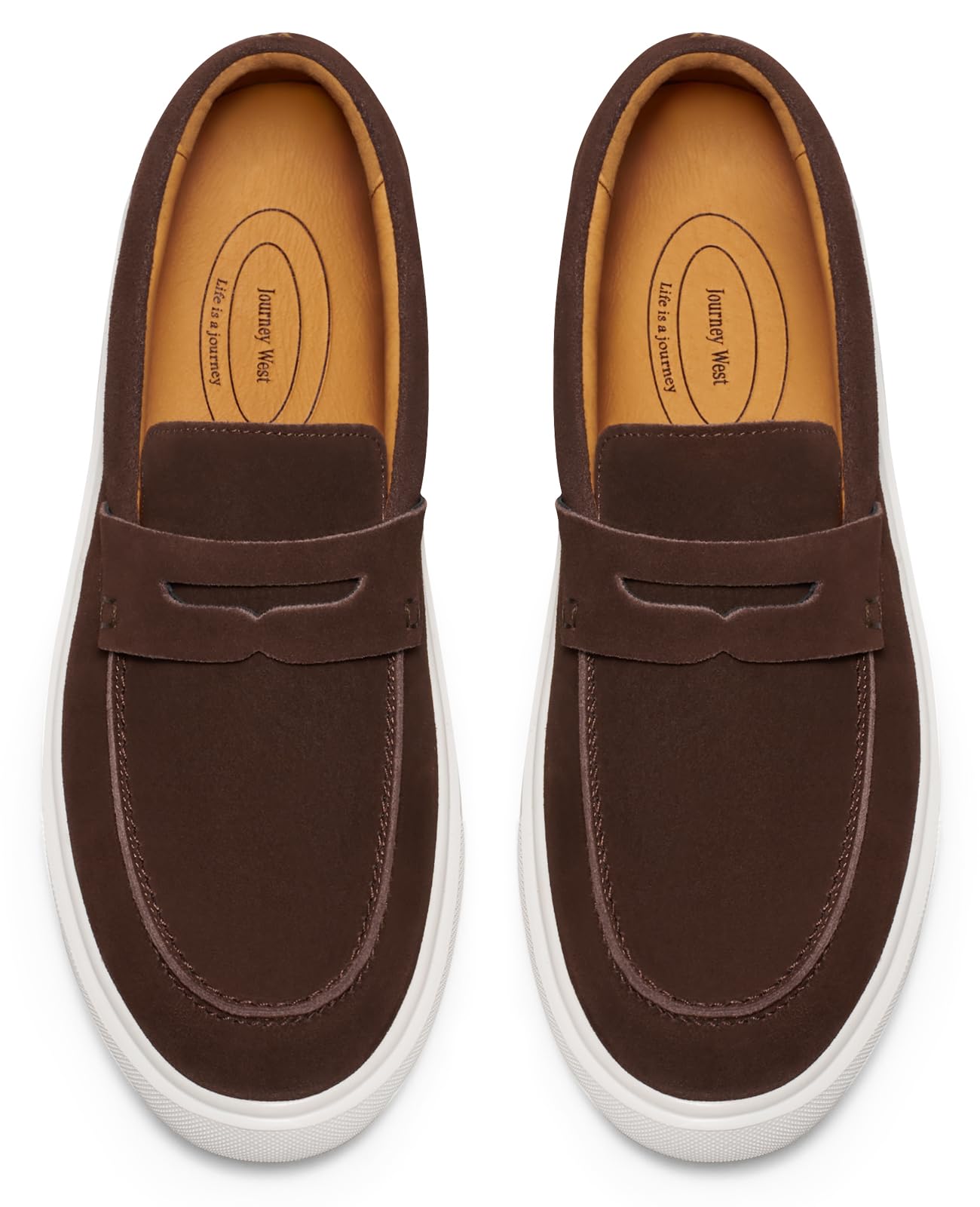 Photo 1 of ***(USED)***Journey West Suede Slip-on Penny Loafers Sneakers Shoes for Men Coffee US 10