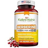 Kaibro Nutra Berberine Supplement 1000mg, Berberine HCL for Immune System, Glucose Support, Circulatory & Gastrointestinal Health, Vegan & Gluten-Free, 120 Capsules