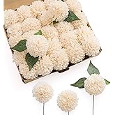 Ling's moment Cream Dahlia Foam Artificial Flowers Real Touch Faux Fake Flower for Home Decor Graduation Baby Shower Decorations Outdoors Party Favors Wedding Gifts Centerpieces Arrangements 25pcs