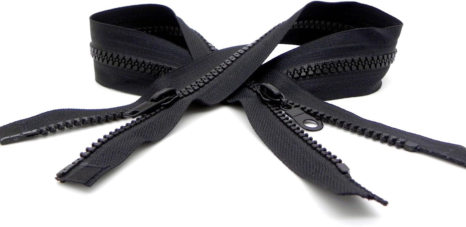 Twin Sliders X Spiral Zip/Type X Open Ended Zipper (65 cm, Black