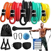 AlpinexFit Resistance Bands for Working Out,150LBS Exercise Bands with Handles,Workout Bands for Men Women, Fitness Bands Set for Muscle Training, Strength, Slim, Yoga, Home Gym Equipment