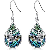 AXOMY Mushroom/Dandelion/Scottish Thistle Earrings 925 Sterling Silver Abalone Shell Dangle Earrings Mushroom/Dandelion/Scottish Thistle Jewelry Gifts for Women
