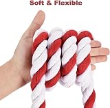 PATIKIL 1 Inch 50ft Natural Twisted Cotton Rope 3 Strand Red White Crafts Decor view 5
