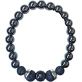 Virgo Zodiac Bracelet, Hematite and Black Lava Stone Bracelet, Handmade Beaded Stretch Bracelet - Small, Medium, Large Sizes