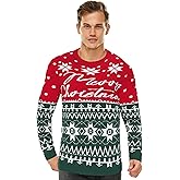 Mens Ugly Christmas Sweater 2025 Long Sleeve Crew Neck Knitted Pullover Sweaters Snowflakes Print Knitwear Top