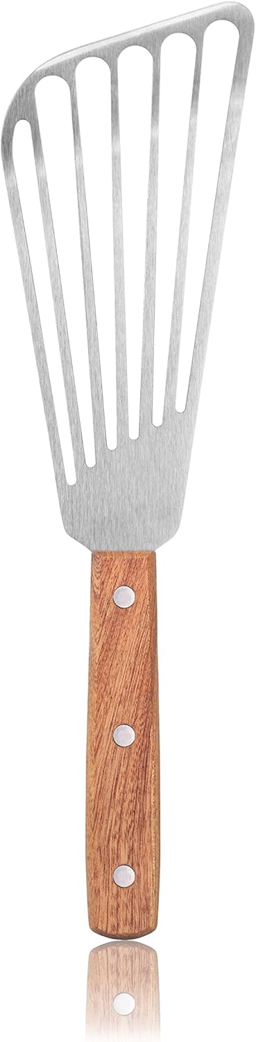 New Star Foodservice 43068 Wood Handle Fish Spatula, 6.5" Blade, Silver: Kitchen & Dining