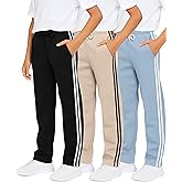 Real Essentials 3 Pack: Boys' Tech Fleece Open Bottom Sweatpants with Pockets (Size 6-24)