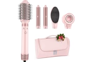 MESCOMB Dual Voltage Hot Air Styler Wrap - 6 in 1 Hair Dryer Brush with Fast Drying Blow Dryer, Styling, Straightening & Volumizing with Travel Bag (100V–240V)