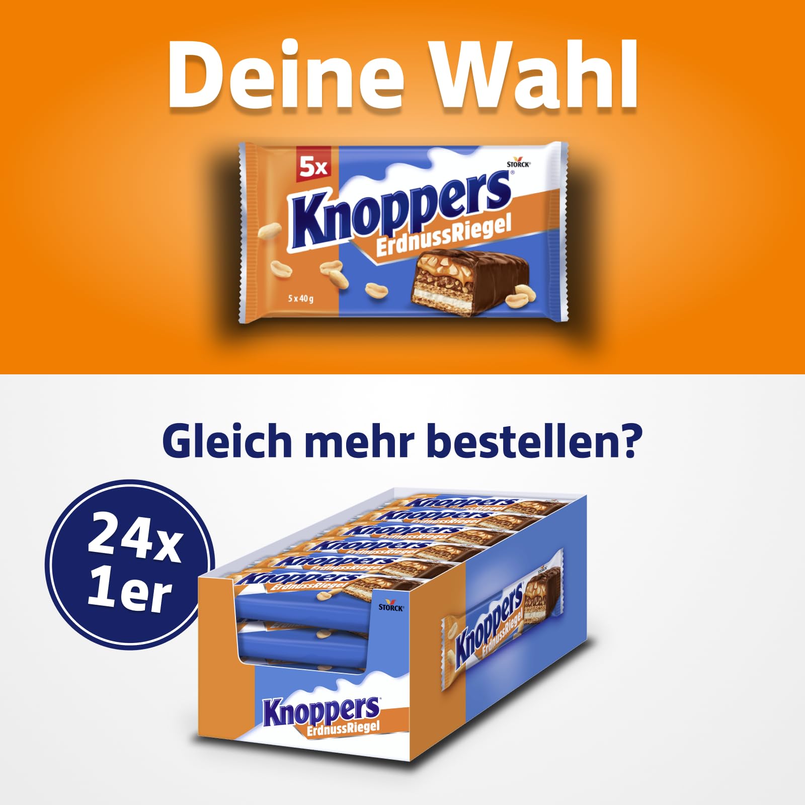Knoppers ErdnussRiegel – 1 x 200 g (5 Riegel) – Schokoriegel mit Milch- und Erdnusscreme, gehackten salzigen Erdnüssen, Karamell und Vollmilchschokolade 6