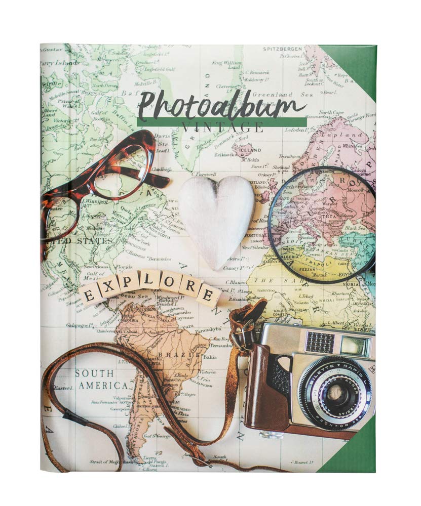 Grupo Erik Photo Album Self Adhesive - Travel Vintage | 9x12 inches - 24x32 cm, 15 Double Sided Pages | Polaroid Photo Album, Scrapbook, Memory Book, Travel Gift Ideas