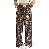 ZAFUL Women's Camo Sweatpants Y2K Elastic High Waisted Wide Leg Casual Straight Cargo Pants Joggers with Patch Detail