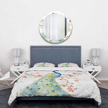 Amazon Com Peacock Duvet Cover Set King Size White Blue