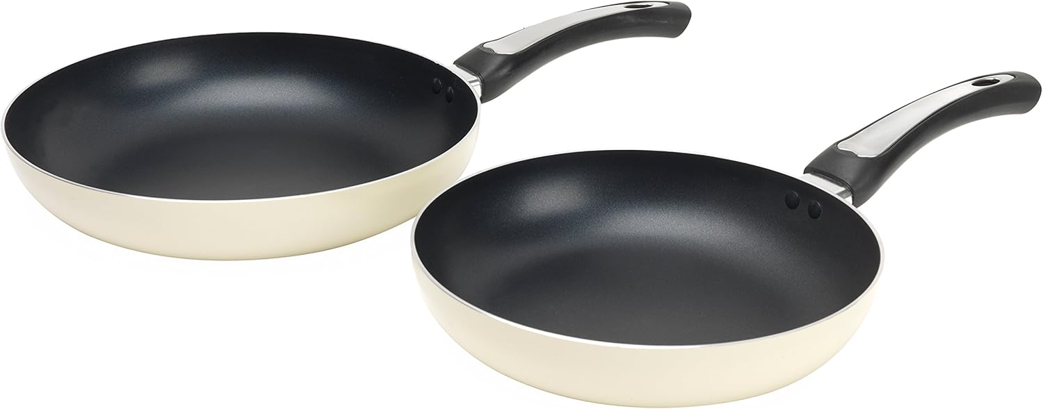 Russell Hobbs BW03758C Zeus Aluminium 24/28 cm Frying Pan Set, Cream