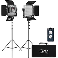 GVM 2 Pack LED Video Lighting Kits with APP Control, Bi-Color Variable 2300K~6800K with Digital Display Brightness of 10~100%