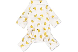 Scheppend Puppy Pajamas Dog Onesies Pet Dog Soft Pajamas Various Patterns Pet Jumpsuit 5 Styles for Small Medium Dogs Cats Pajamas (Banana, Large)